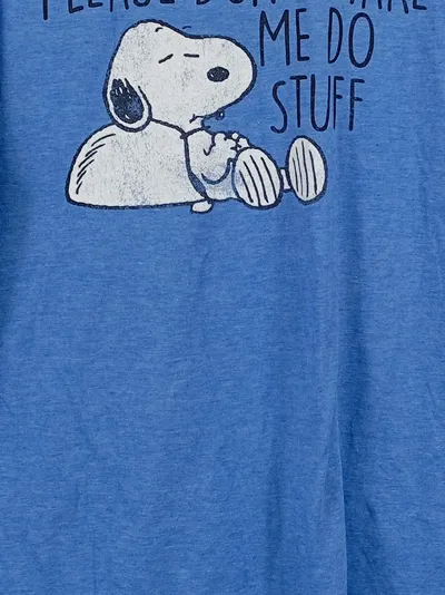 PEANUTS Damen T-Shirt L Blau Snoopy Print