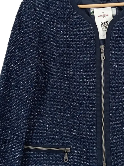Alphorn Damen Blazer Jacke Gr. 40 Blau Strukturmuster Elegant Reißverschluss