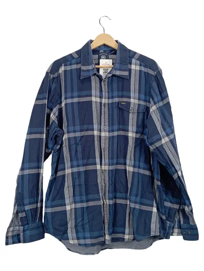 LERROS Herren Freizeithemd Karohemd Blau Kariert Langarm Gr. XL
