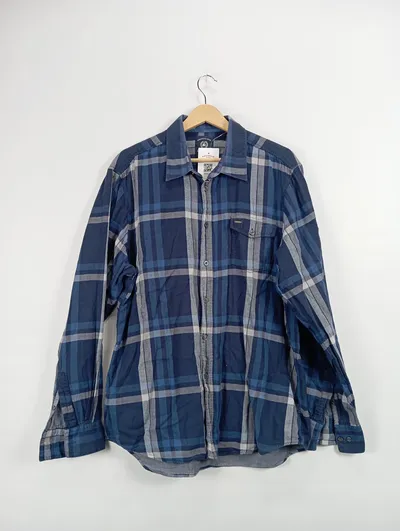 LERROS Herren Freizeithemd Karohemd Blau Kariert Langarm Gr. XL