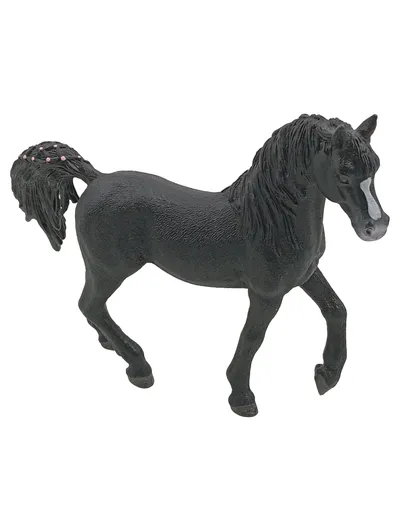 Schleich Araber Hengst schwarz Pferd Spielfigur mit rosa Perlen im Schweif