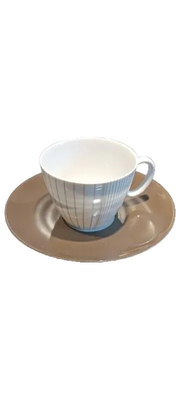 Thomas Germany Kaffeetasse mit Untertasse Porzellan Braun Weiß Gestreift
