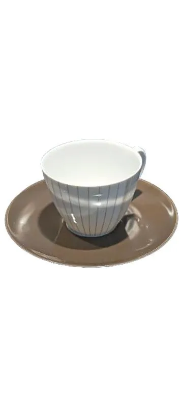 Thomas Germany Kaffeetasse mit Untertasse Porzellan Braun Gestreift