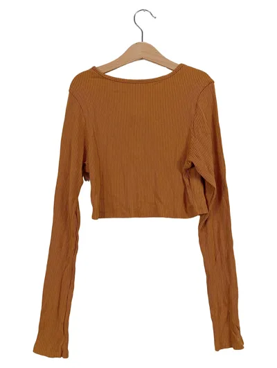 ASOS Damen Langarmshirt Braun Gr. 38;M Rippstrick Cropped Casual