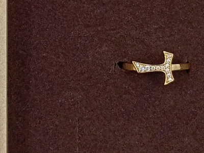 HUMILIS Ring Damen Gold Kreuz Strasssteine Elegant Silber Edelstein