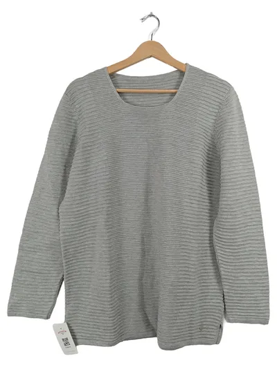 Olsen Damen Pullover Strickpullover Grau Rippstrick Gr. 44 XXL