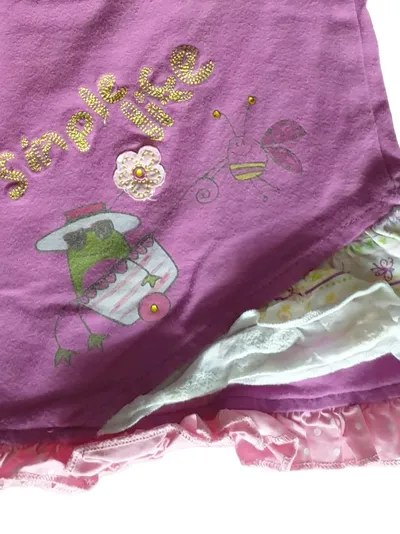 BONDI Kinder T-Shirt Mädchen Gr. 86 Lila Tiermotiv Rüschen Kurzarm Baumwolle