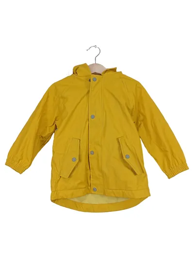 ZARA Kinder Regenjacke Gr. 98 Gelb Kapuze gefüttert Outdoor