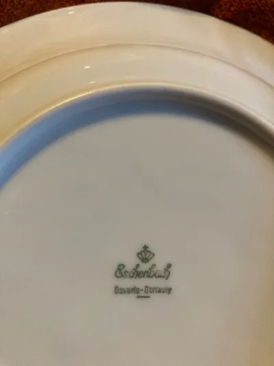 Eschenbach Bavaria Porzellan Essteller Weiß Gold Rot Ornament 22cm Elegant