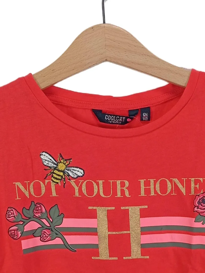 CoolCat Kinder T-Shirt Rot Biene Schriftzug Gr. 134/140 2