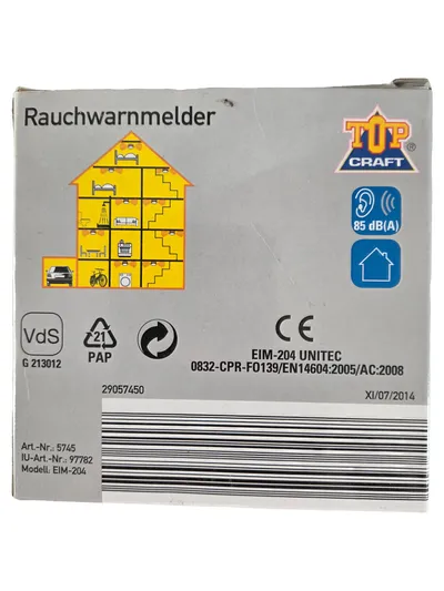 Top Craft EIM-204 Rauchmelder Rauchwarnmelder Grau VdS-zertifiziert