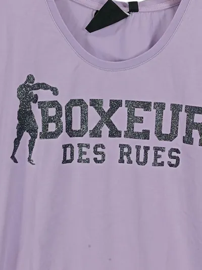 Boxeur Des Rues Damen Sport T-Shirt Lila Gr. 38/M Logo-Print Glitzer