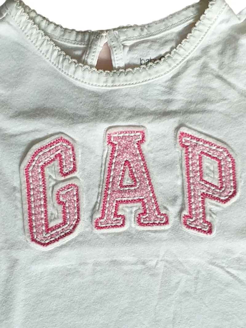 babyGap T-Shirt Gr. 80 Weiß Kurzarm Baumwolle Logo Print Applikation 2