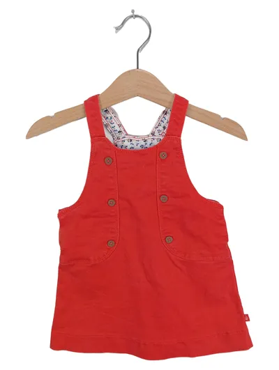 OBAÏBI Mädchen Latzkleid Gr. 74 Rot Casual Baumwolle Freizeitkleid