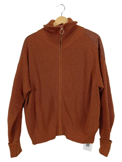 One More Story Damen Strickjacke Gr. 40 L Braun Rippstrick Reißverschluss