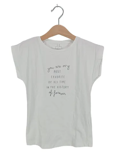 Name It Kinder T-Shirt Weiß Gr. 122/128 mit Schriftzug Casual