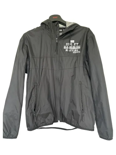 Napapijri Herren Outdoorjacke L Schwarz Kapuze Logo Print Polyester