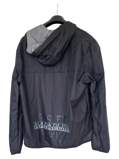Napapijri Herren Outdoorjacke L Schwarz Kapuze Logo Print Polyester