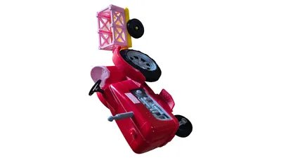 Barbie Traktor mit Anhänger Spielzeugauto Rot Kunststoff 18cm