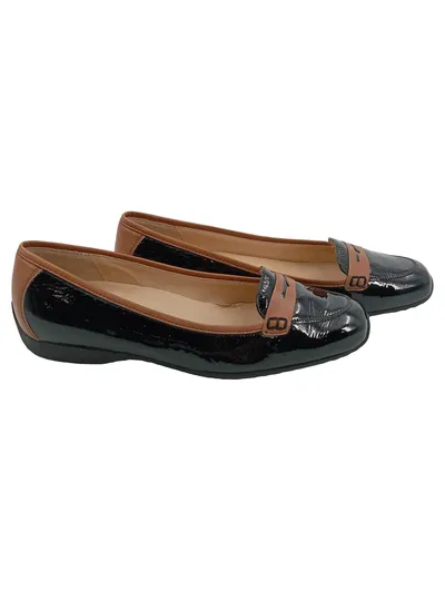 PETER KAISER Damen Loafer Slipper Schuhe Gr. 37.5 Schwarz Lack Business