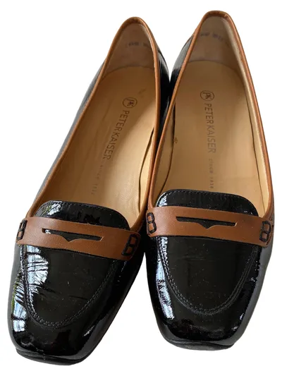 PETER KAISER Damen Loafer Slipper Schuhe Gr. 37.5 Schwarz Lack Business