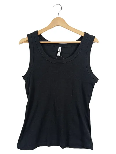 everme Damen Tanktop Schwarz Rippstrick Gr. 40/L Basic