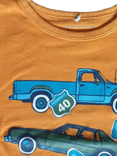 NAME IT Kinder T-Shirt Gr. 80 Orange Grafik Print Kurzarm Baumwolle