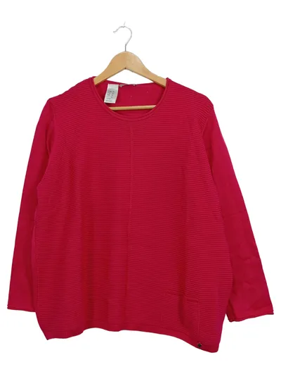 RABE Damen Pullover Gr. 48 Pink Rippstrick Baumwolle Langarm