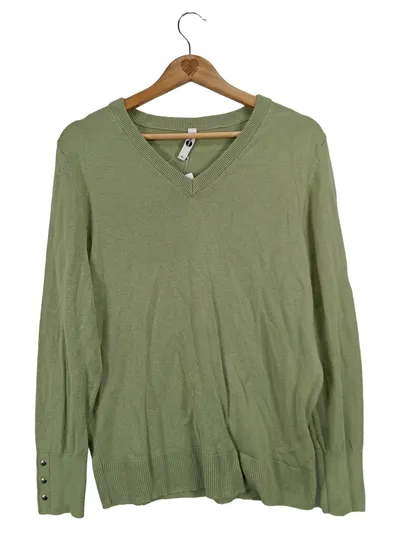 ever.me Damen Pullover V-Ausschnitt Langarm Grün Gr. 40/L Casual
