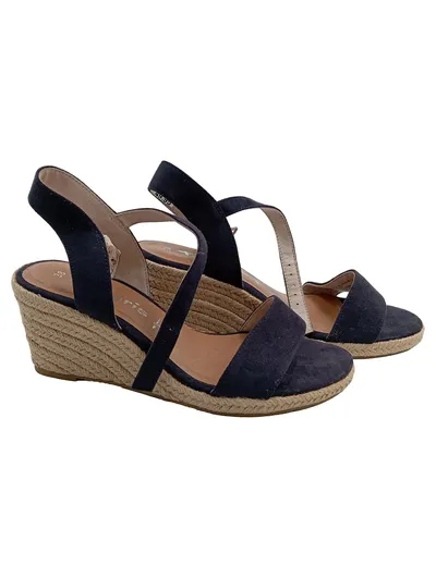 Tamaris Damen Espadrilles Keilabsatz Sandalen Blau Gr. 38
