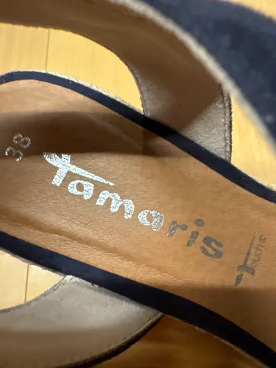 Tamaris Damen Espadrilles Keilabsatz Sandalen Blau Gr. 38