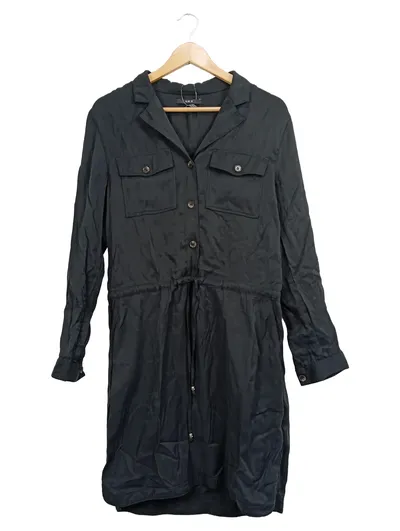 SET Damen Blusenkleid Hemdblusenkleid Schwarz Gr. 36/S Casual