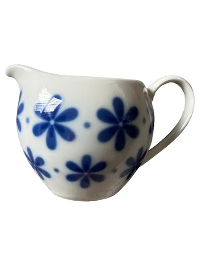Arzberg Milchkännchen INDIGO Porzellan Weiß Blau Blumenmuster 6cm Vintage