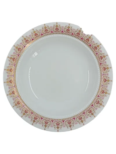 Eschenbach Bavaria Suppenteller Porzellan Herzmuster Gold Rosa 22cm