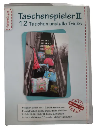 FARBENMIX Taschenspieler II Schnittmuster Nähanleitung 12 Taschen Weiß
