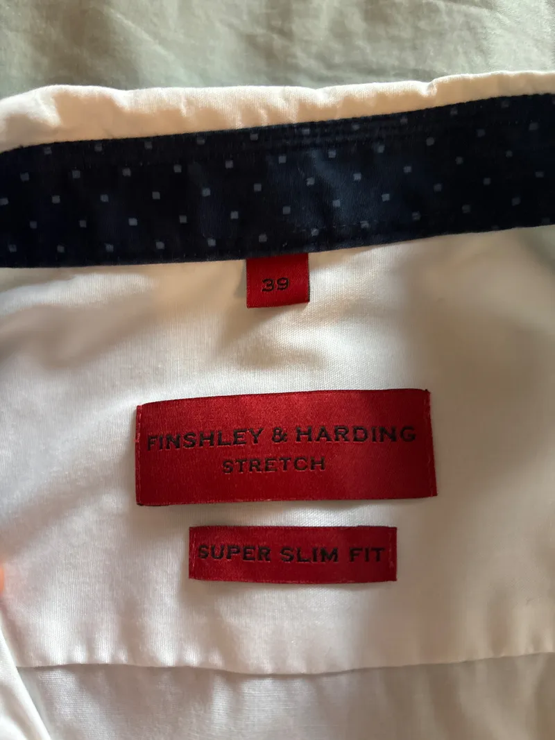 Finshley & Harding Herren Business Hemd Weiß Gr. 39/M Stretch Slim Fit 5