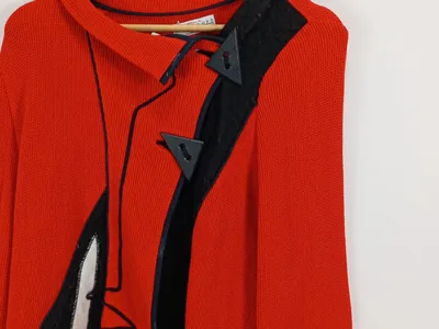 Peter Luft Damen Strickjacke Modern Rot Gr. 40/L Baumwolle Polyacryl
