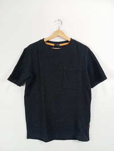 BOSS Herren T-Shirt S Schwarz Rippstrick Kurzarm