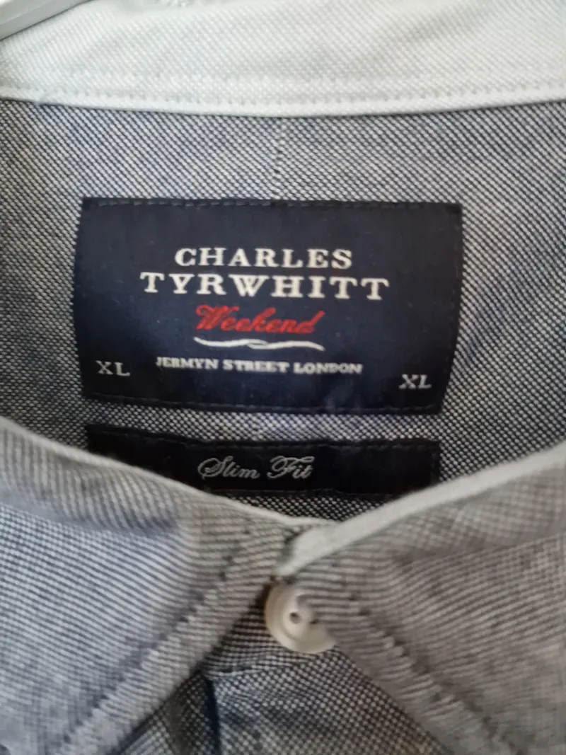 Charles Tyrwhitt Business Hemd Herren XL Slim Fit Blau Baumwolle 4