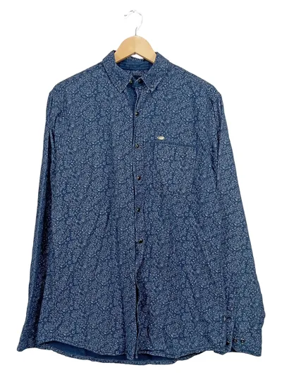 Engbers Herren Freizeithemd 48/M Blau Casual Langarm Florales Muster