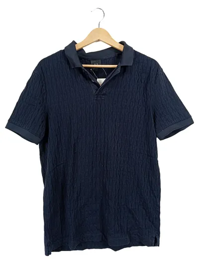 ARMANI EXCHANGE Herren Poloshirt Gr. S Blau Strukturmuster Baumwolle