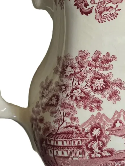 Myott Kaffeekanne Vintage Weiß Keramik 23cm Florales Muster Landschaften
