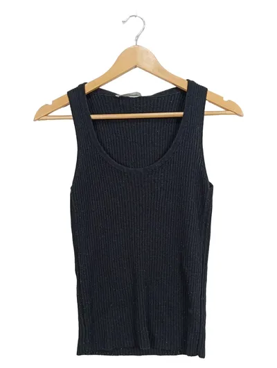 Edited Damen Stricktop Ärmellos V-Ausschnitt Schwarz Gr. 34/XS Casual