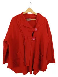 Crazy Damen Strickjacke Poncho Rot Gr. 42/XL Modern Wolle 1