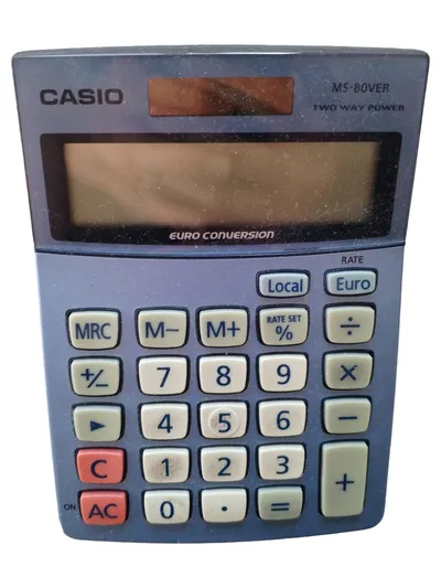 Casio MS-80VER Taschenrechner Blau Euro Umrechnung Büro Schule