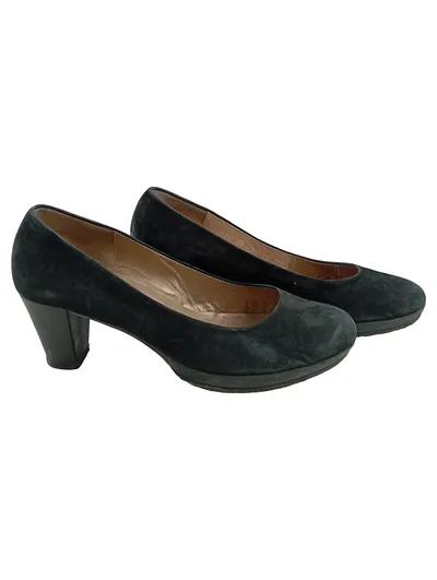 Gabor Damen Pumps Wildleder Schwarz Gr. 38,5 Klassisch Blockabsatz