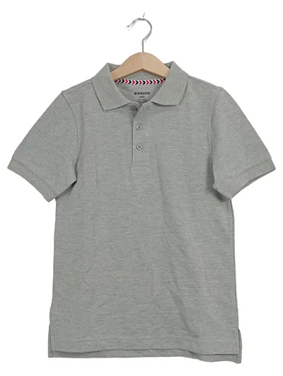 BIENZOE Poloshirt Kinder Gr. 116 Grau Meliert Kurzarm Schule