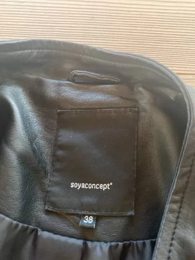 Soyaconcept Damen Lederjacke Gr. 38/M Schwarz Casual