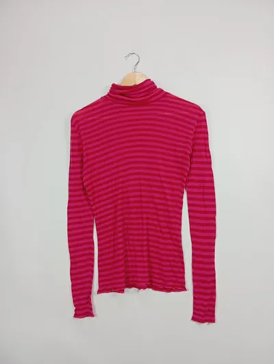 CLOSED Damen Rollkragenpullover Gr. 40 Pink Gestreift Casual