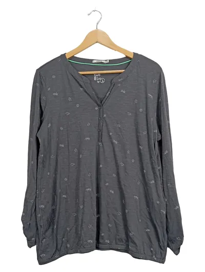 CECEL Damen Langarmshirt Grau XL mit grafischem Muster Casual